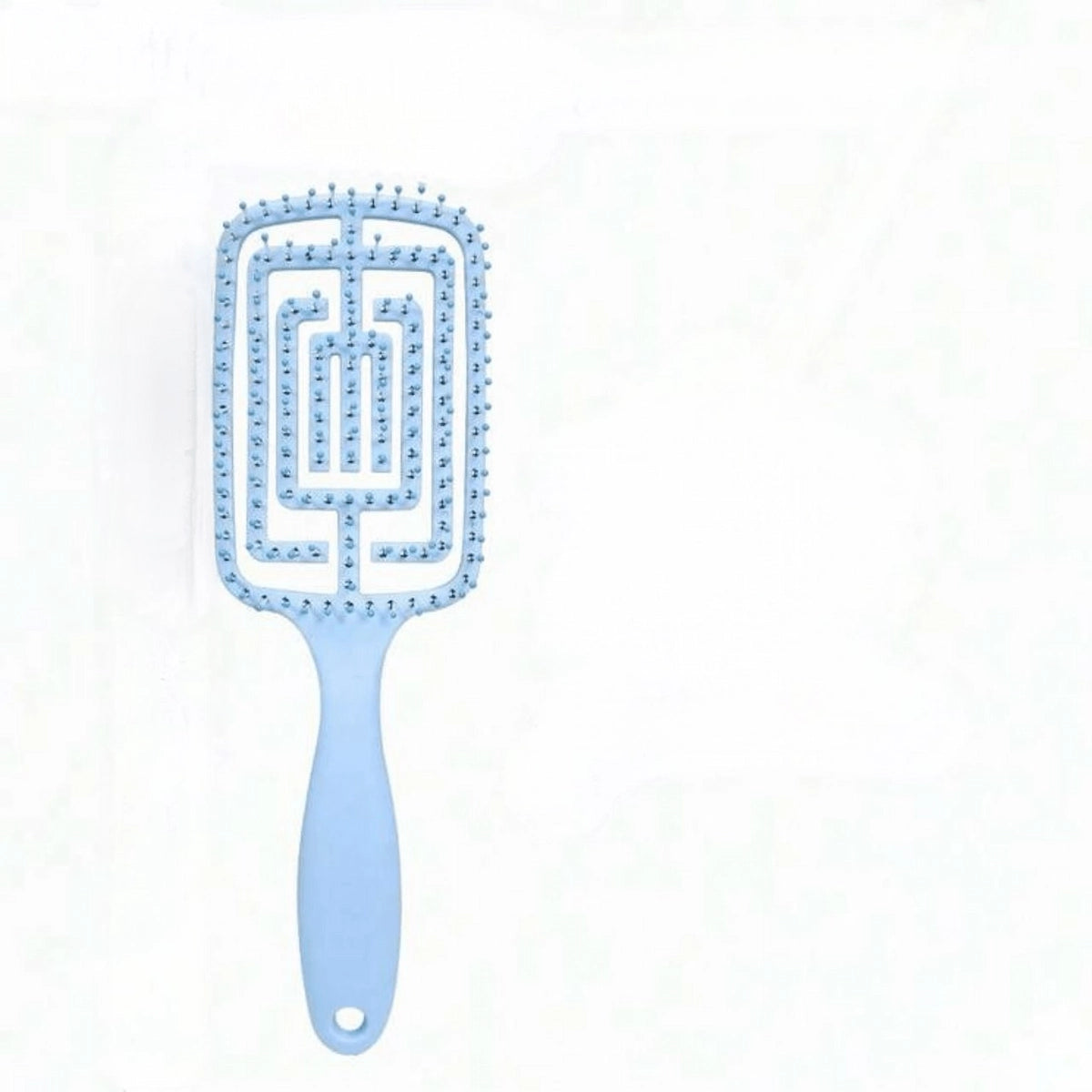 Hair brush with curved vented design for efficient blow drying.