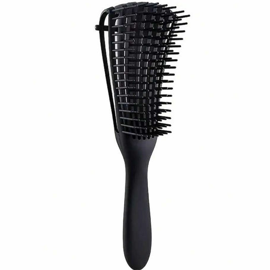 Curved blow-dry brush that follows the shape of the scalp for better performance.
